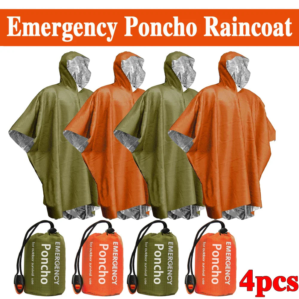 Emergency Thermal Rain Poncho — Waterproof Aluminum Film Rainwear