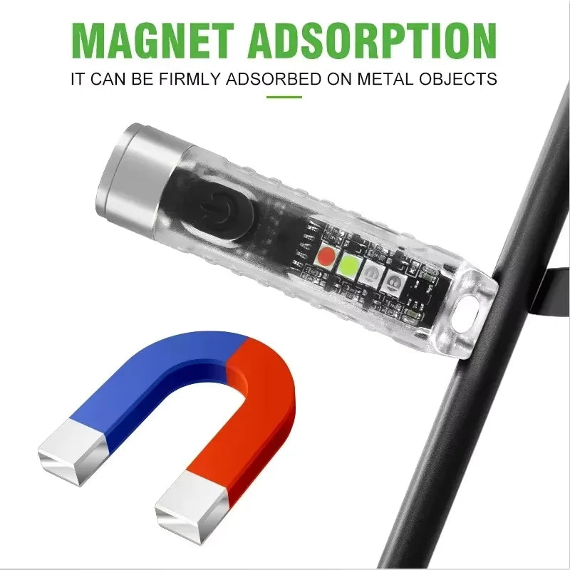 Mini LED Keychain Flashlight — USB Rechargeable with Magnetic Base
