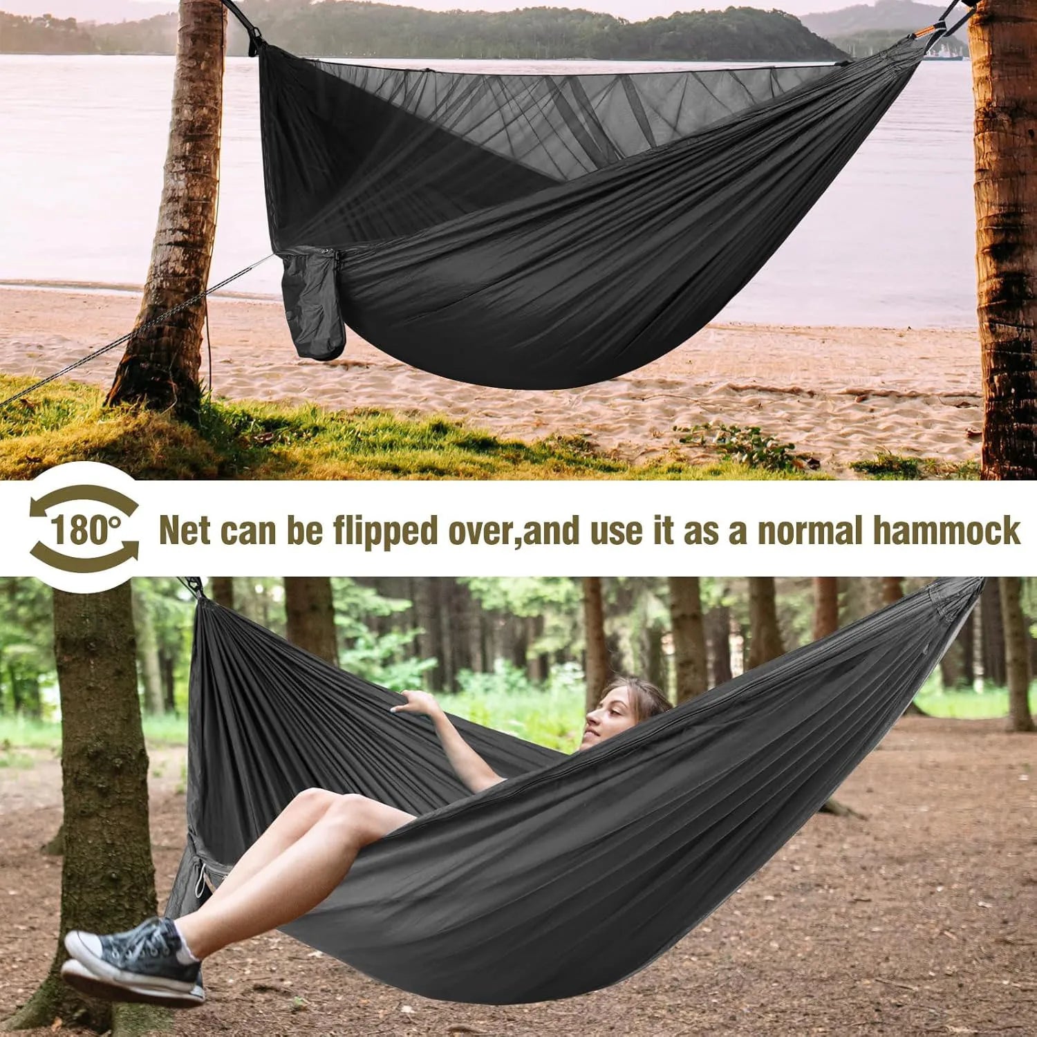 Camping Hammock with Mosquito Net — Quick Setup Outdoor Hanging Bed