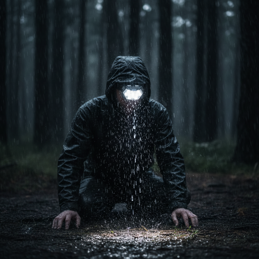 9 LED Rechargeable Headlamp IPX4 waterproof rain shot