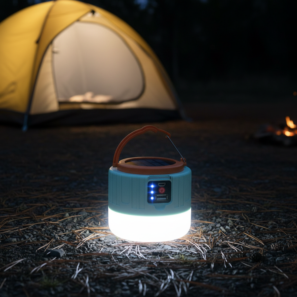 Solar Rechargeable LED Camping Lantern - Campsite Lifestyle